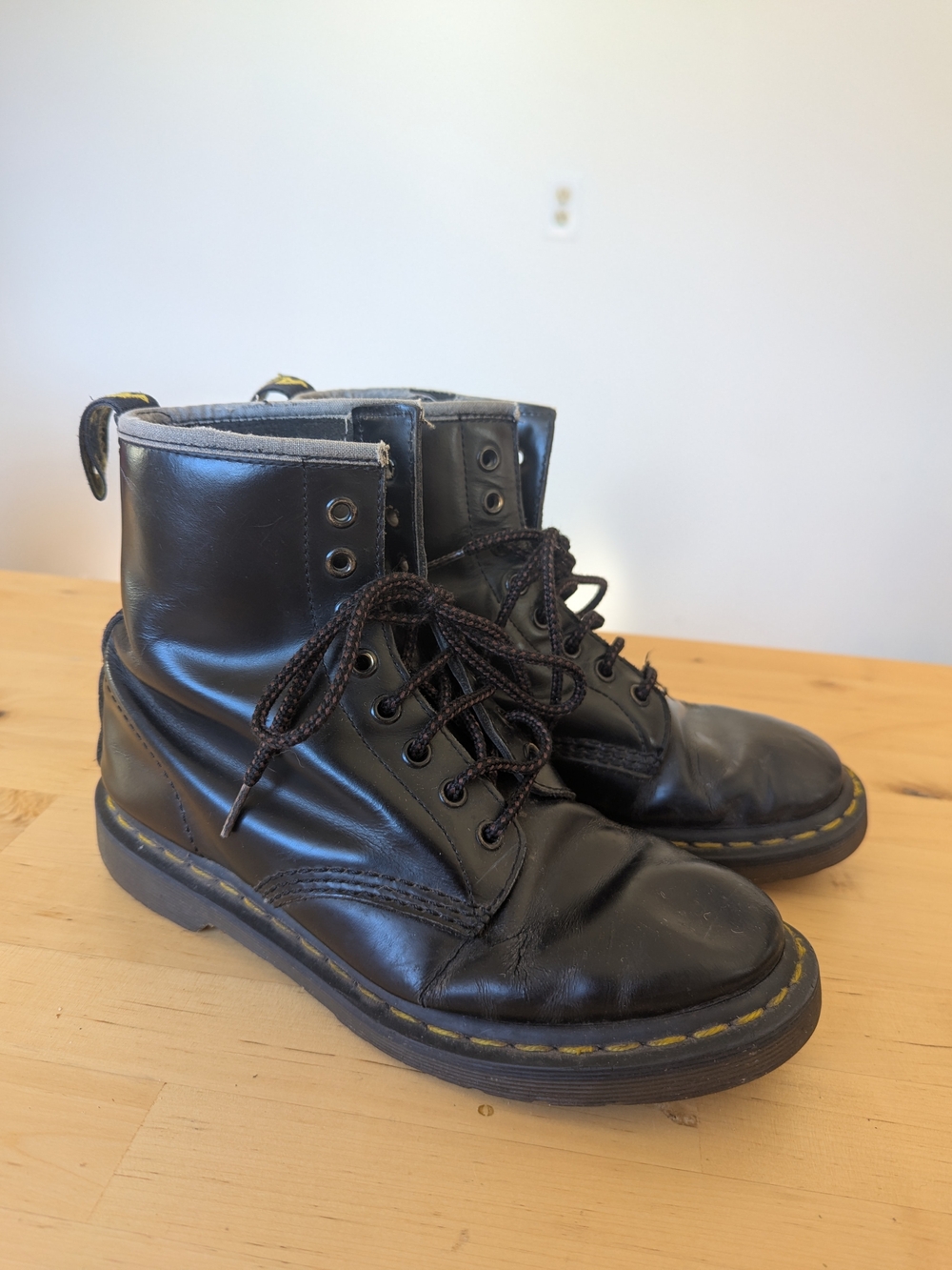 Dr. Martens Black Patent Leather Combat Boots